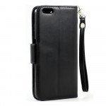 Wholesale iPhone 6 Plus 5.5 Folio Flip Leather Wallet Case with Strap (Black)